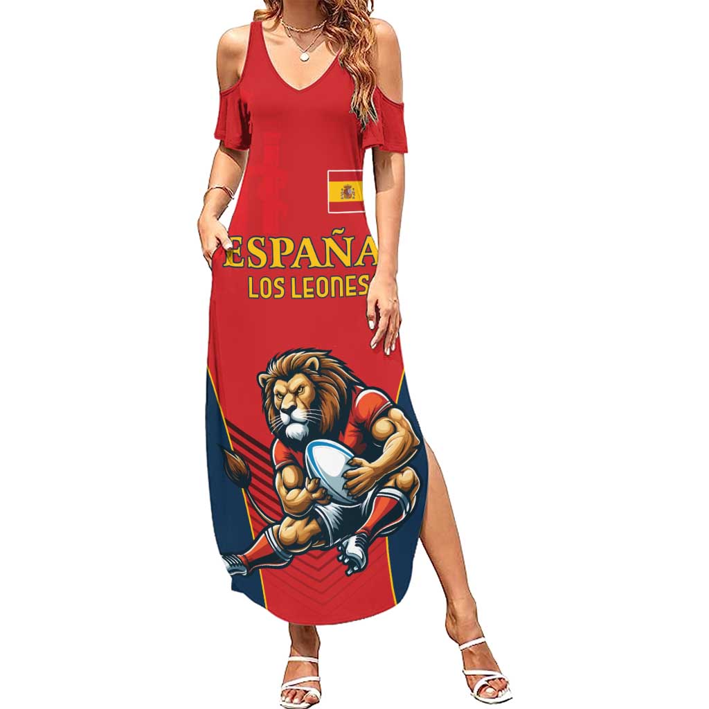 Custom Spain Rugby Summer Maxi Dress Los Leones Lion Mascot - Wonder Print Shop