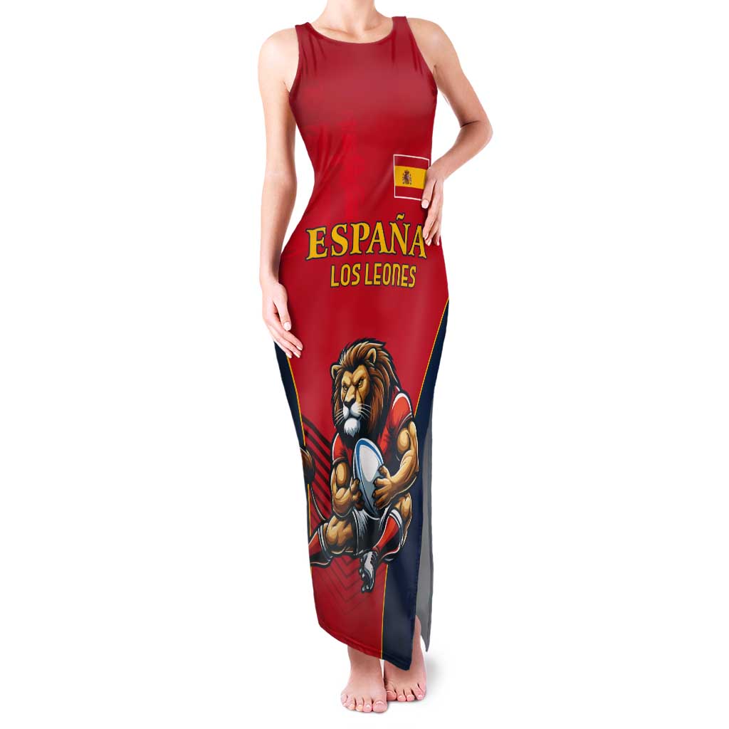 Custom Spain Rugby Tank Maxi Dress Los Leones Lion Mascot - Wonder Print Shop