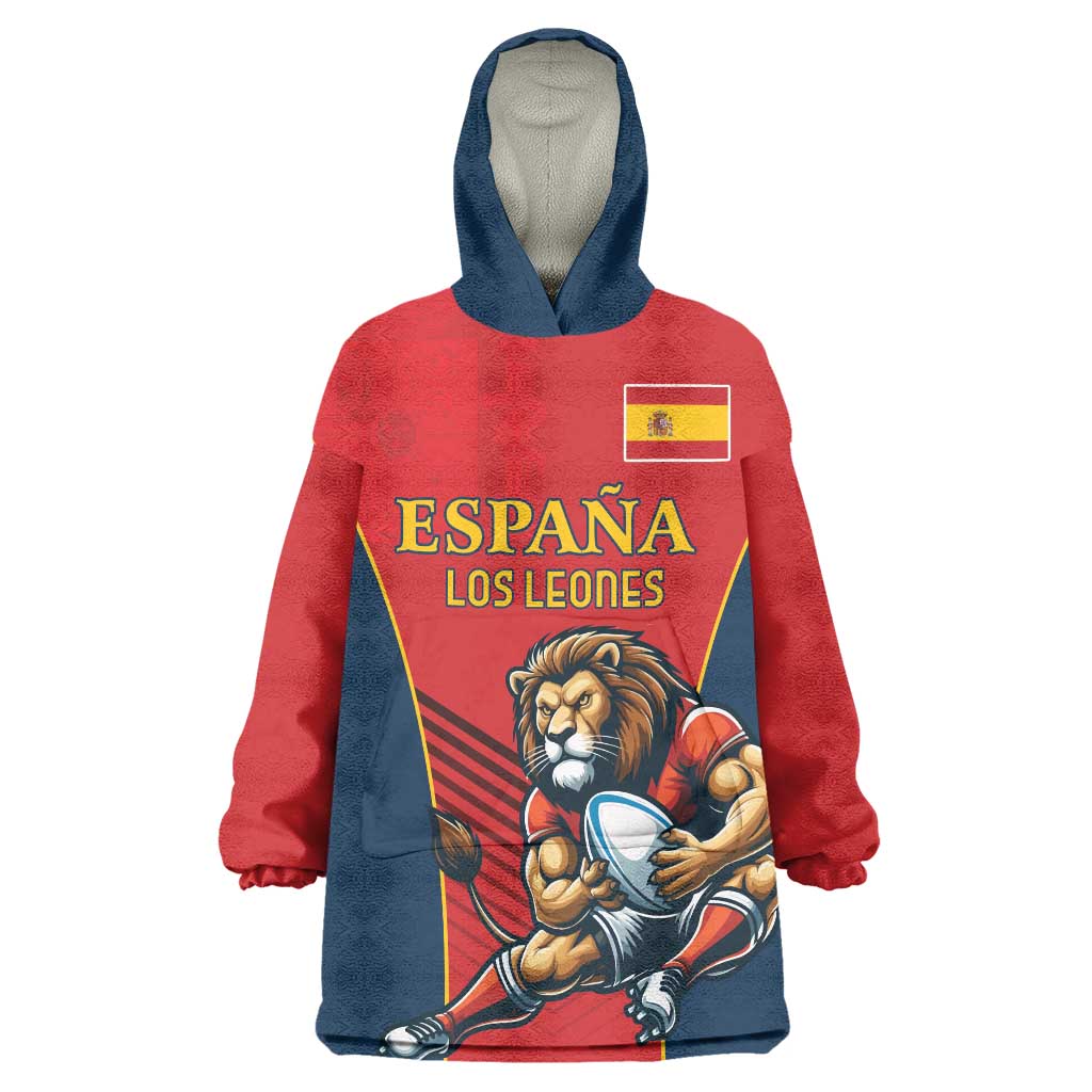 Custom Spain Rugby Wearable Blanket Hoodie Los Leones Lion Mascot