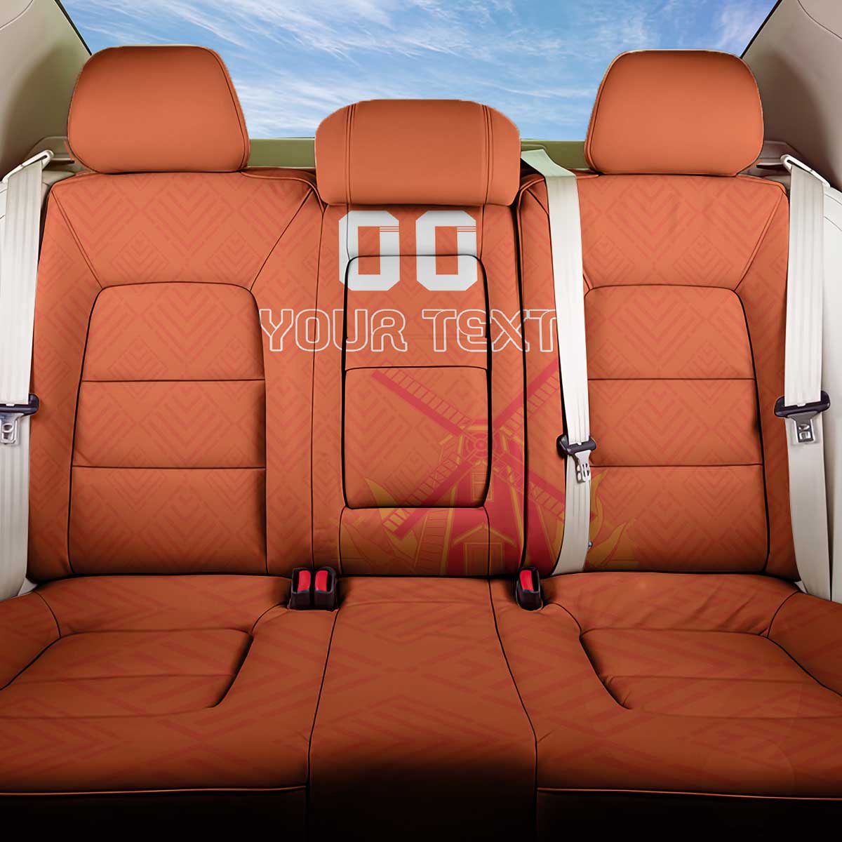 Custom Netherlands Rugby Back Car Seat Cover Windmill and Tulips With Jersey Pattern LT18