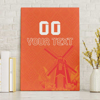 Orange canvas wall art with windmill and tulip design, custom text and jersey motif
