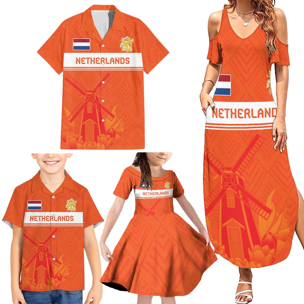 Custom Netherlands Rugby Family Matching Summer Maxi Dress and Hawaiian Shirt Windmill and Tulips With Jersey Pattern - Wonder Print Shop