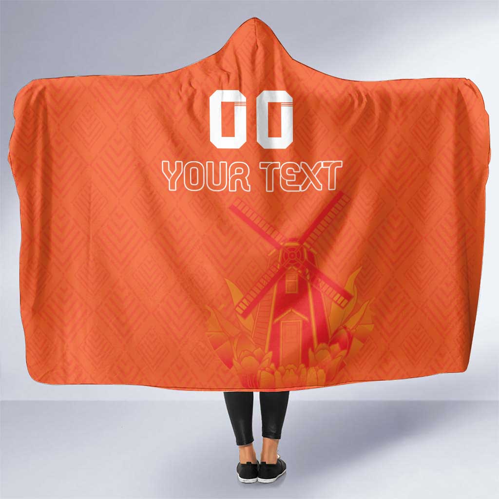 Custom Netherlands Rugby Hooded Blanket Windmill and Tulips With Jersey Pattern - Wonder Print Shop