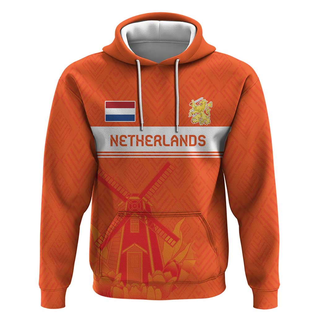 Custom Netherlands Rugby Hoodie Windmill and Tulips With Jersey Pattern - Wonder Print Shop