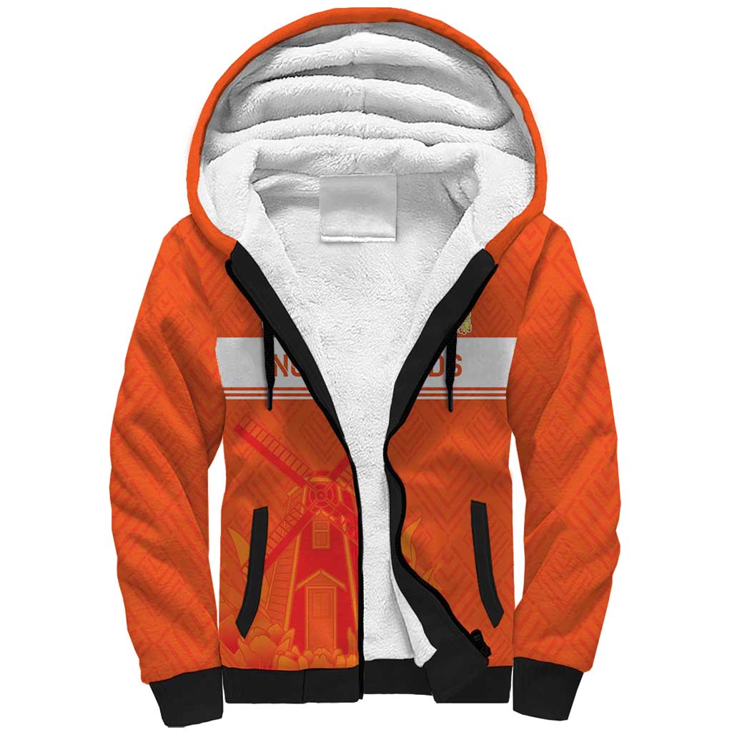 Custom Netherlands Rugby Sherpa Hoodie Windmill and Tulips With Jersey Pattern