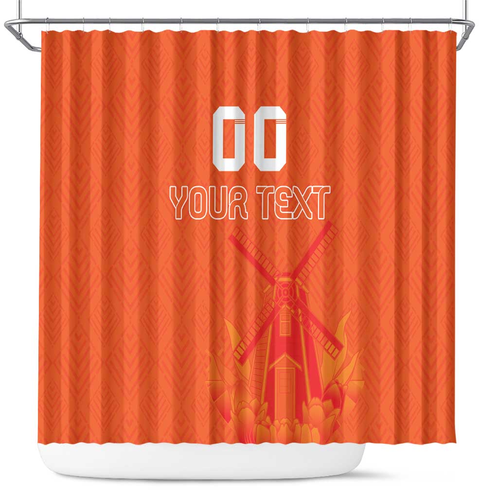 Custom Netherlands Rugby Shower Curtain Windmill and Tulips With Jersey Pattern - Wonder Print Shop