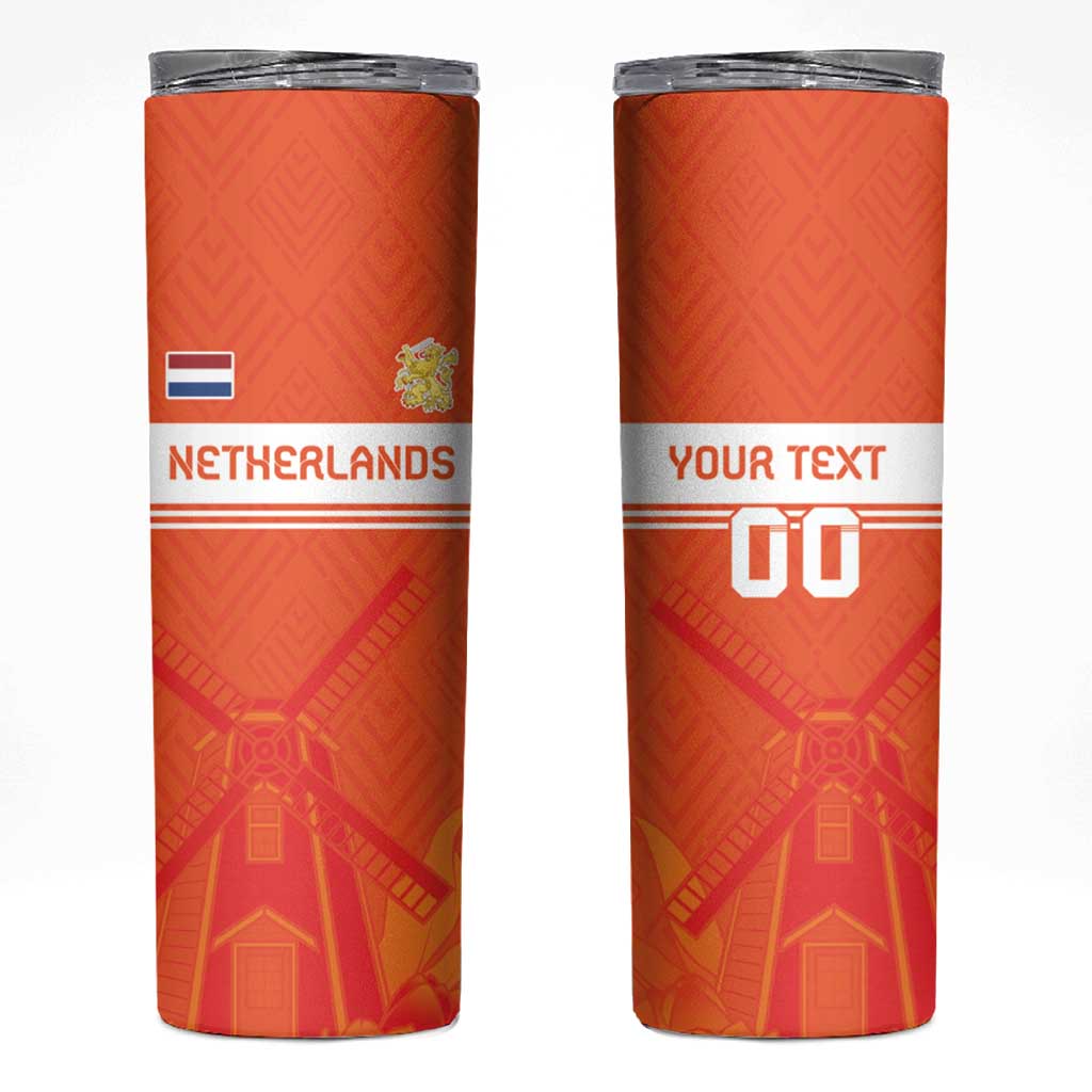 Custom Netherlands Rugby Skinny Tumbler Windmill and Tulips With Jersey Pattern - Wonder Print Shop