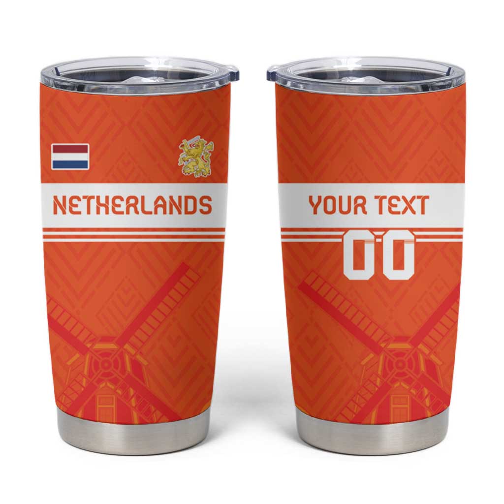 Custom Netherlands Rugby Tumbler Cup Windmill and Tulips With Jersey Pattern