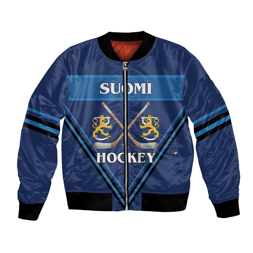 Finland Hockey Custom Bomber Jacket Suomi Lion Ice Pride 2026 Blue Version