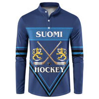Finland Hockey Custom Button Sweatshirt Suomi Lion Ice Pride 2026 Blue Version