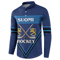 Finland Hockey Custom Button Sweatshirt Suomi Lion Ice Pride 2026 Blue Version
