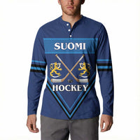 Finland Hockey Custom Button Sweatshirt Suomi Lion Ice Pride 2026 Blue Version
