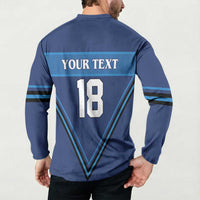 Finland Hockey Custom Button Sweatshirt Suomi Lion Ice Pride 2026 Blue Version