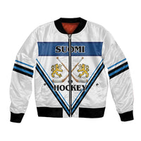 Finland Hockey Custom Bomber Jacket Suomi Lion Ice Pride 2026 White Version
