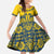 Sweden Daleclarian Horse Family Matching Summer Maxi Dress and Hawaiian Shirt Floral Folk Pattern Yellow Version