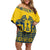 Sweden Daleclarian Horse Off Shoulder Short Dress Floral Folk Pattern Yellow Version