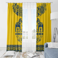 Sweden Daleclarian Horse Window Curtain Floral Folk Pattern Yellow Version