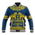 Sweden Daleclarian Horse Baseball Jacket Floral Folk Pattern Blue Version