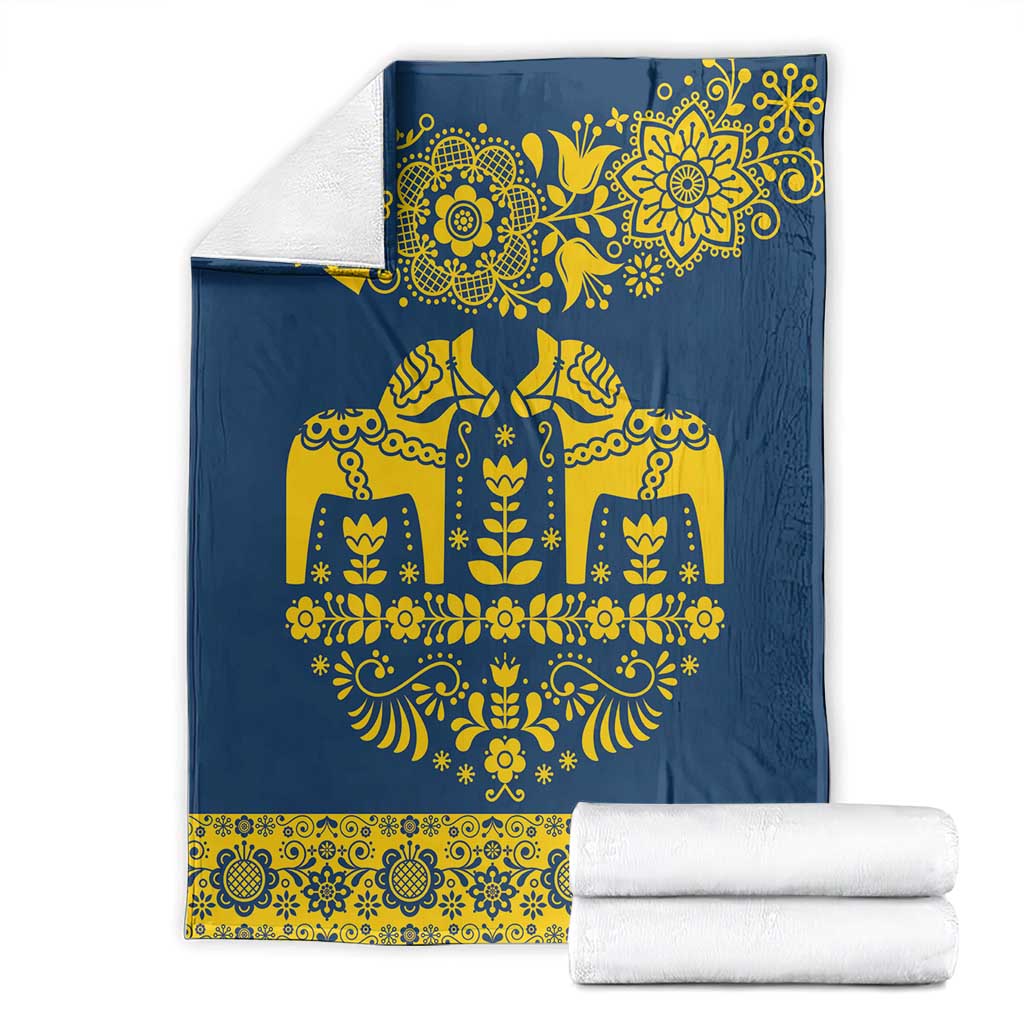 Sweden Daleclarian Horse Blanket Floral Folk Pattern Blue Version