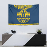 Sweden Daleclarian Horse Tapestry Floral Folk Pattern Blue Version