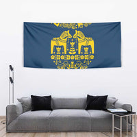 Sweden Daleclarian Horse Tapestry Floral Folk Pattern Blue Version