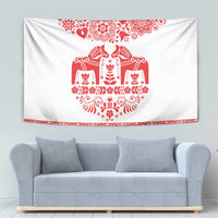 Sweden Daleclarian Horse Tapestry Floral Folk Pattern White Version