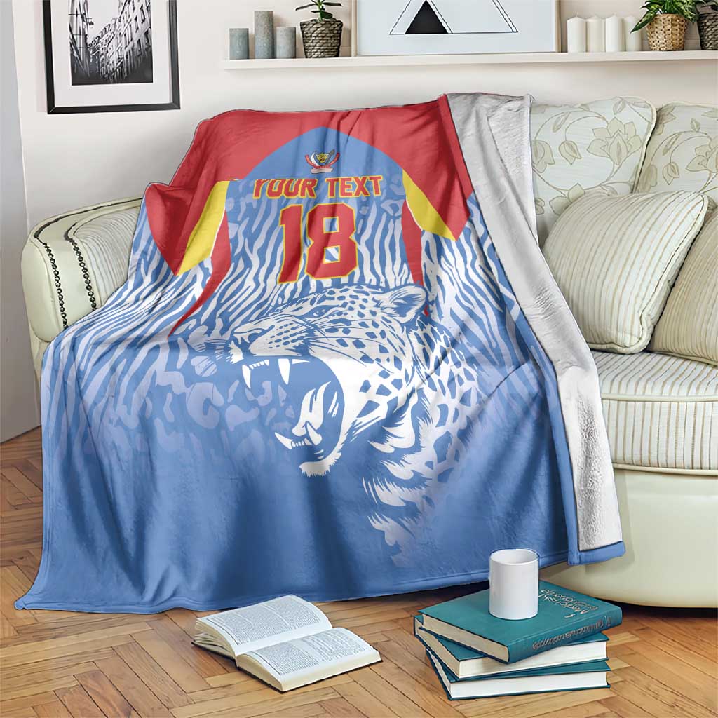 Custom DR Congo Football 2026 Blanket Leopard Power Fan Style