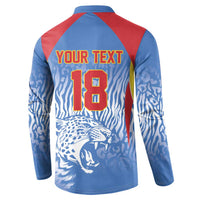Custom DR Congo Football 2026 Button Sweatshirt Leopard Power Fan Style