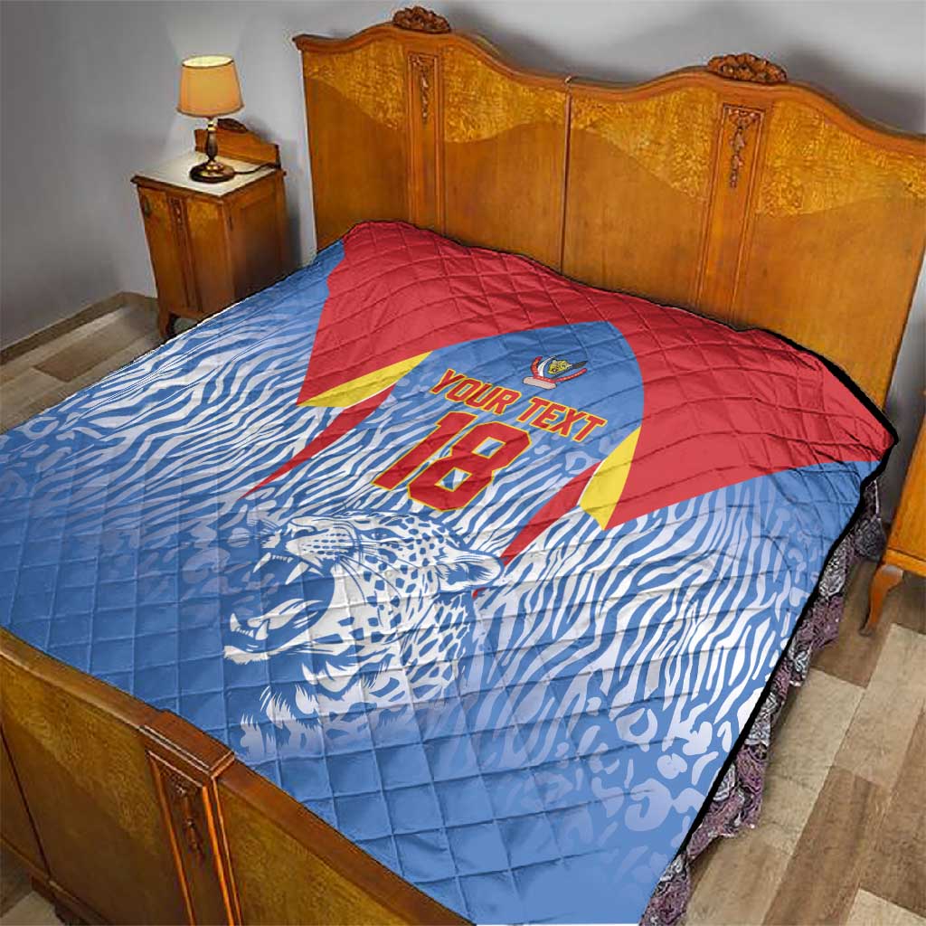 Custom DR Congo Football 2026 Quilt Leopard Power Fan Style