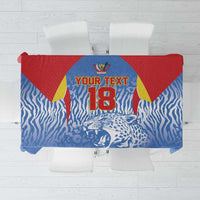 Custom DR Congo Football 2026 Tablecloth Leopard Power Fan Style