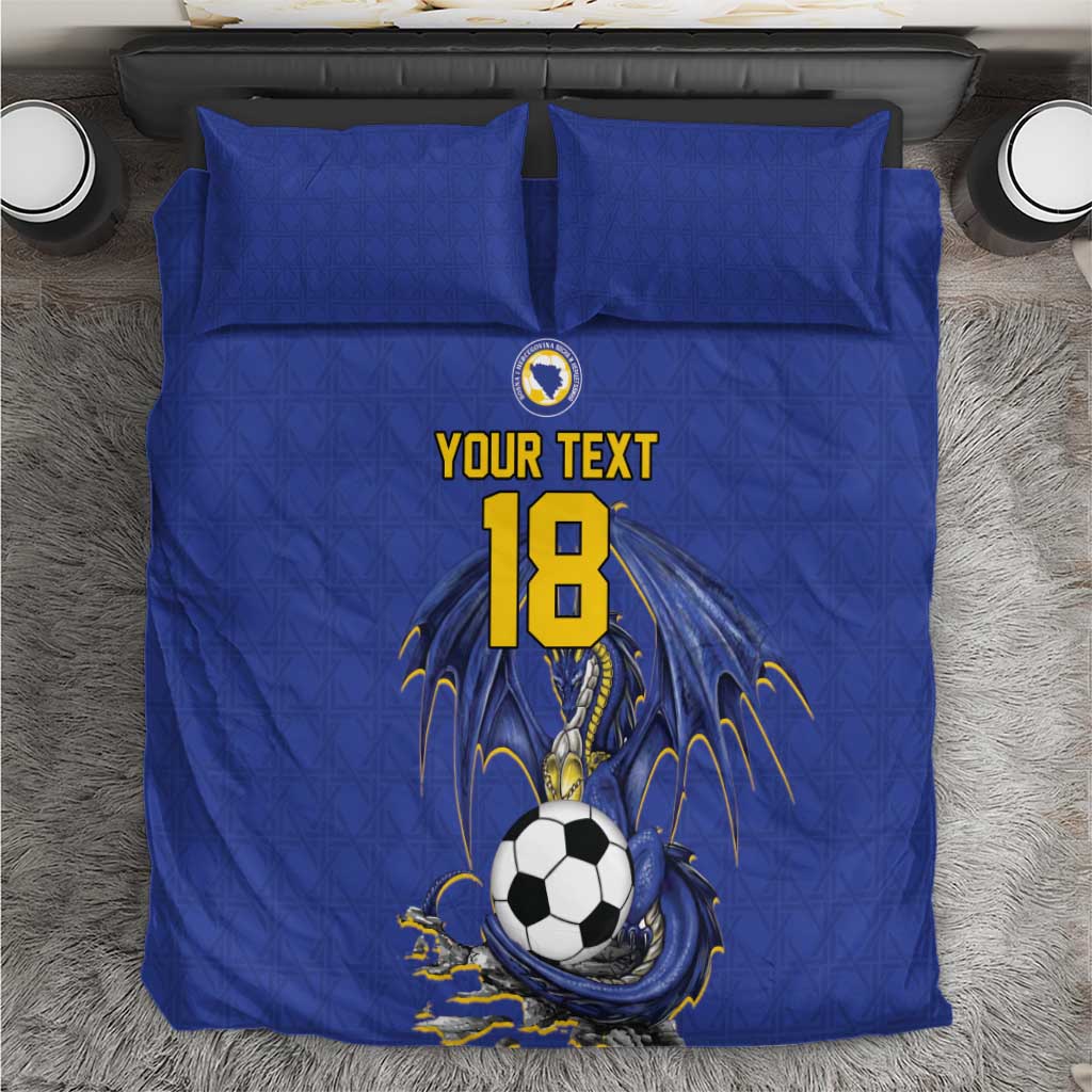 Custom Bosnia and Herzegovina Football 2026 Bedding Set Blue Dragon National Pride