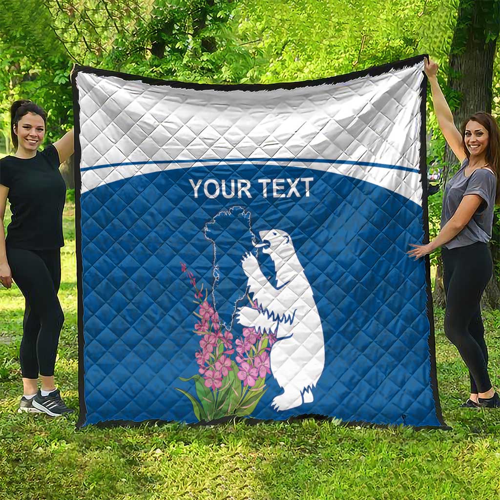 Personalized Greenland National Day Quilt Polar Bear With Dwarf Fireweed
