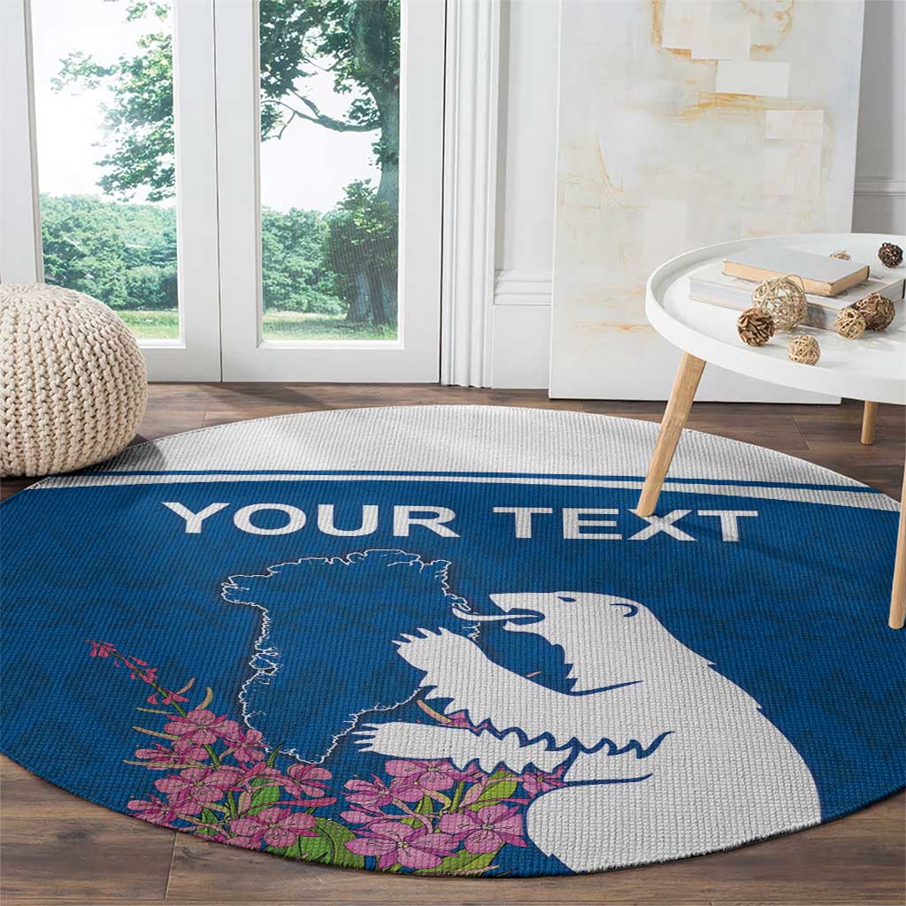 Personalized Greenland National Day Round Carpet Polar Bear With Dwarf Fireweed