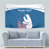 Personalized Greenland National Day Tapestry Polar Bear With Dwarf Fireweed