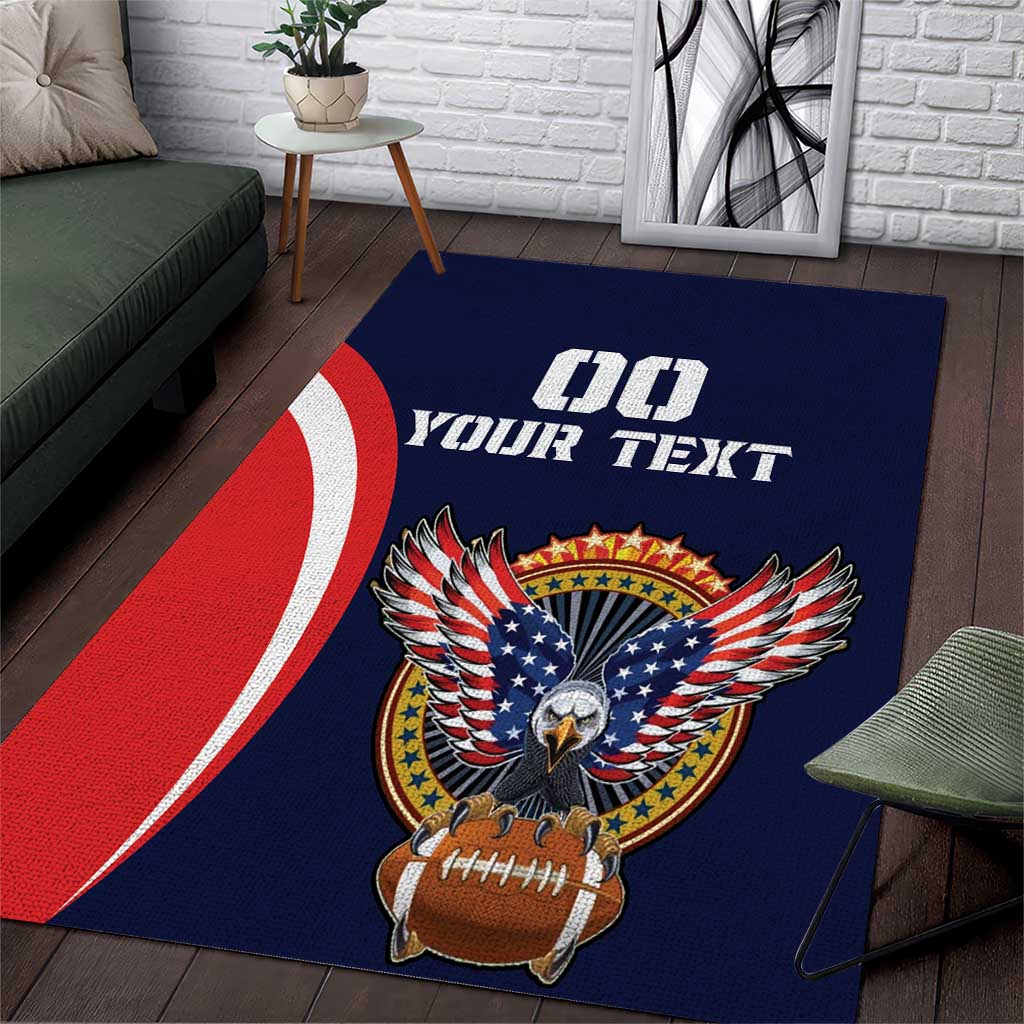 Custom USA Rugby Area Rug American Eagle With USA Flags - Wonder Print Shop