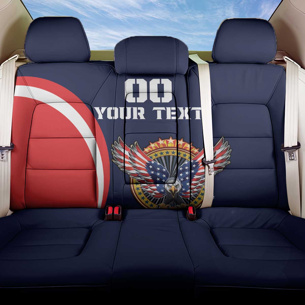 Custom USA Rugby Back Car Seat Cover American Eagle With USA Flags - Wonder Print Shop