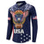 Custom USA Rugby Button Sweatshirt American Eagle With USA Flags - Wonder Print Shop