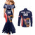 Custom USA Rugby Couples Matching Mermaid Dress and Long Sleeve Button Shirt American Eagle With USA Flags