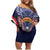 Custom USA Rugby Family Matching Off Shoulder Short Dress and Hawaiian Shirt American Eagle With USA Flags - Wonder Print Shop