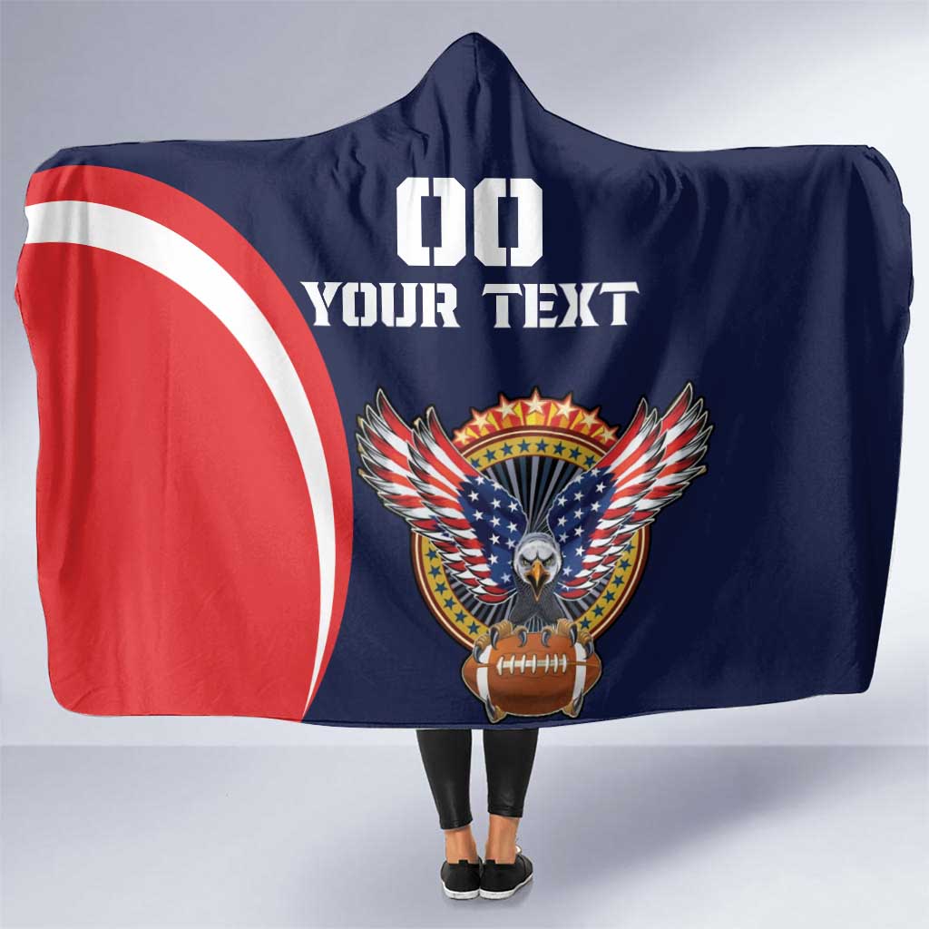 Custom USA Rugby Hooded Blanket American Eagle With USA Flags