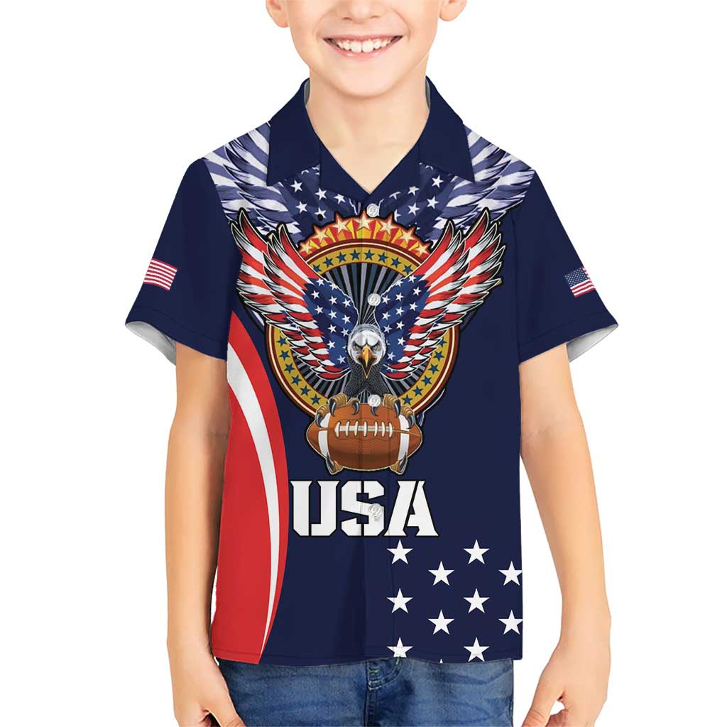 Custom USA Rugby Kid Hawaiian Shirt American Eagle With USA Flags - Wonder Print Shop