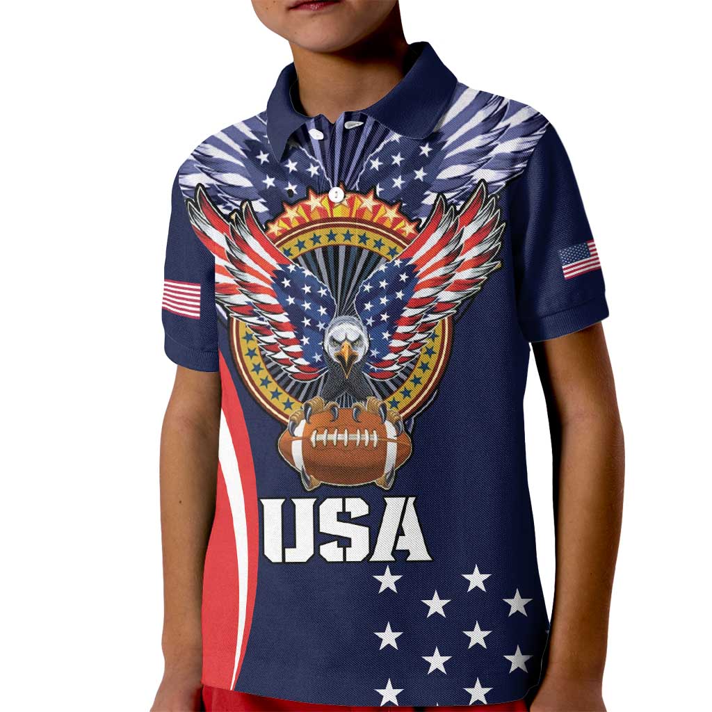 Custom USA Rugby Kid Polo Shirt American Eagle With USA Flags - Wonder Print Shop