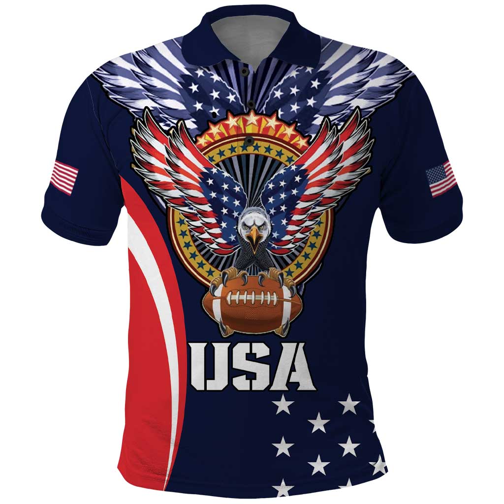 Custom USA Rugby Polo Shirt American Eagle With USA Flags - Wonder Print Shop