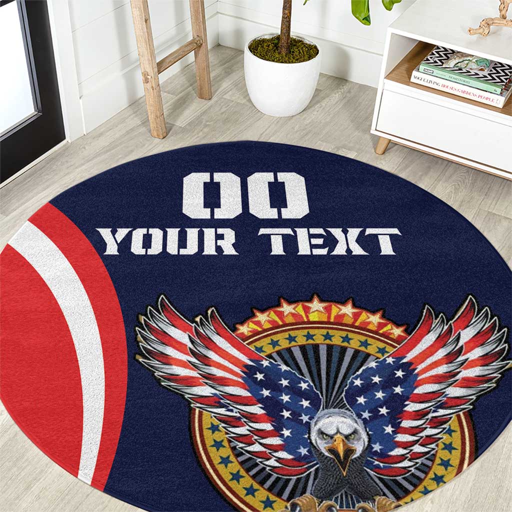 Custom USA Rugby Round Carpet American Eagle With USA Flags