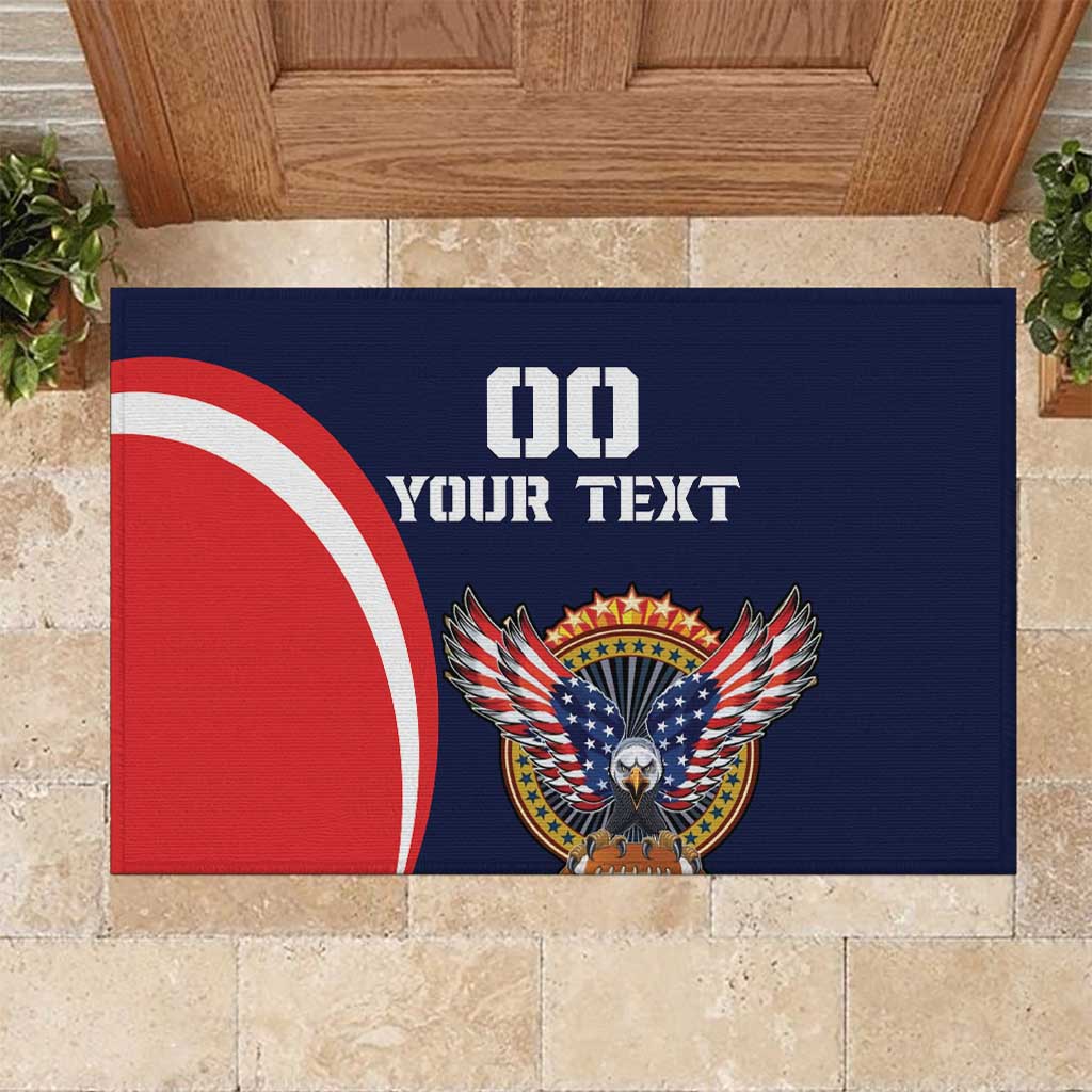 Custom USA Rugby Rubber Doormat American Eagle With USA Flags - Wonder Print Shop