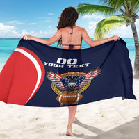 Navy sarong wrap with large eagle-and-stars graphic and red circular stripe, back view