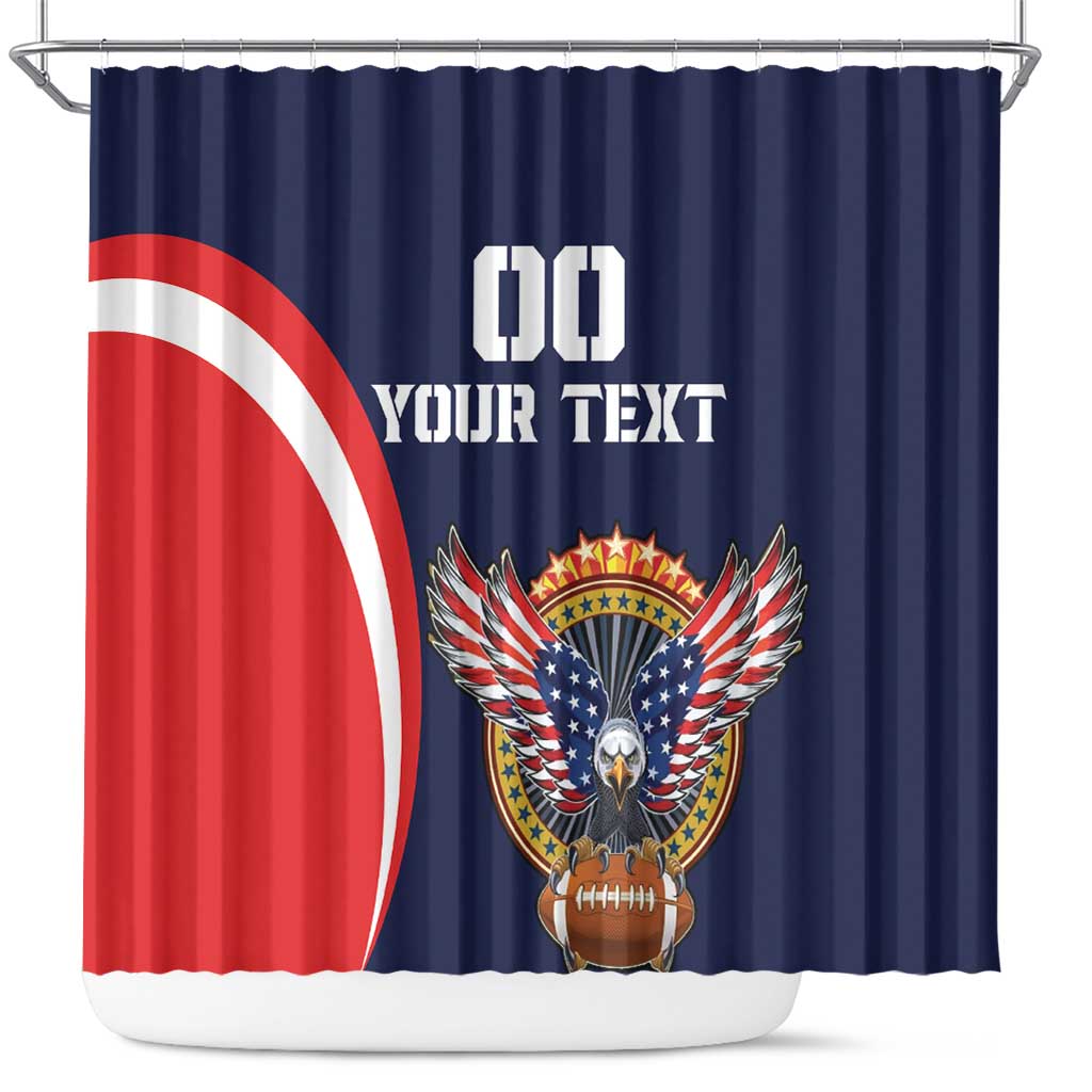 Custom USA Rugby Shower Curtain American Eagle With USA Flags