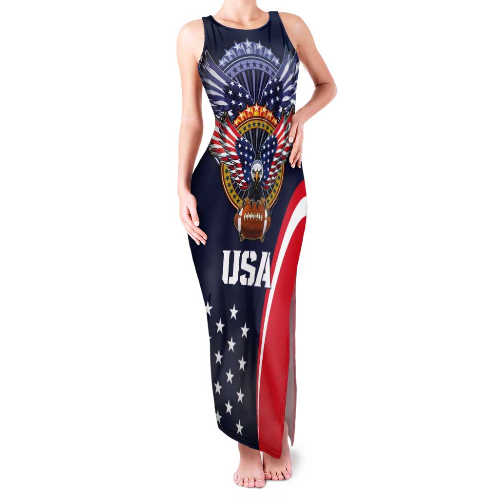 Custom USA Rugby Tank Maxi Dress American Eagle With USA Flags