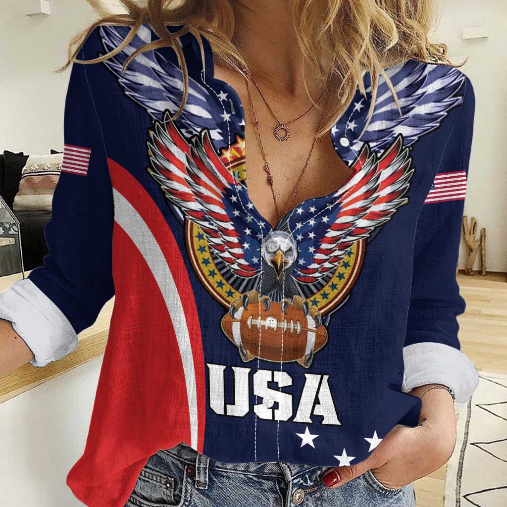 Custom USA Rugby Women Casual Shirt American Eagle With USA Flags