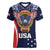 Custom USA Rugby Women V-Neck T-Shirt American Eagle With USA Flags